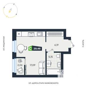 Студия квартира, строящийся дом, 29м2, 21/31 этаж