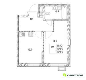 1-к квартира, вторичка, 41м2, 15/30 этаж