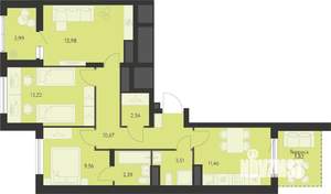 3-к квартира, вторичка, 72м2, 13/18 этаж