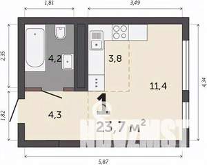 Студия квартира, строящийся дом, 24м2, 26/30 этаж