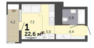 Студия квартира, вторичка, 23м2, 17/19 этаж