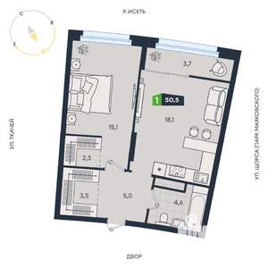 1-к квартира, вторичка, 51м2, 11/16 этаж