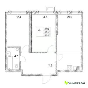 2-к квартира, вторичка, 65м2, 26/31 этаж
