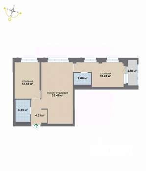 2-к квартира, вторичка, 66м2, 7/9 этаж