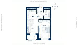 1-к квартира, вторичка, 47м2, 16/31 этаж