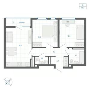 2-к квартира, вторичка, 59м2, 32/32 этаж