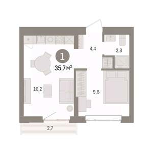 1-к квартира, вторичка, 36м2, 5/7 этаж