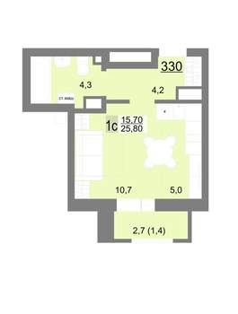 Студия квартира, вторичка, 26м2, 15/18 этаж