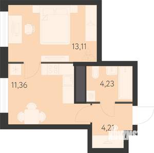 1-к квартира, вторичка, 33м2, 19/25 этаж
