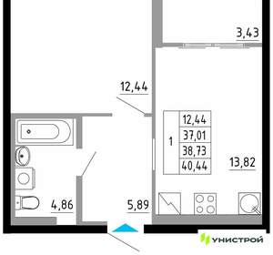 1-к квартира, вторичка, 39м2, 11/26 этаж