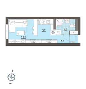 Студия квартира, вторичка, 25м2, 28/32 этаж