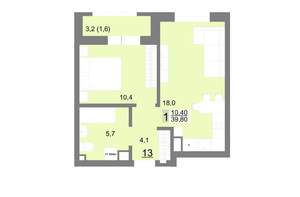 1-к квартира, вторичка, 40м2, 3/26 этаж