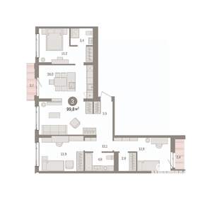 3-к квартира, вторичка, 100м2, 3/7 этаж