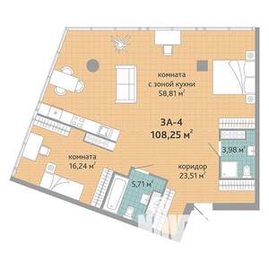 4-к квартира, вторичка, 108м2, 27/28 этаж