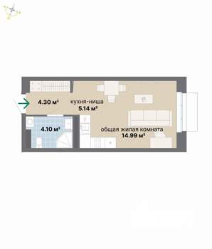 Студия квартира, вторичка, 29м2, 4/26 этаж