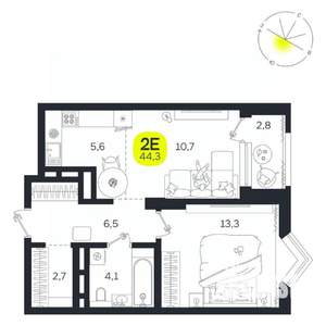 2-к квартира, вторичка, 44м2, 23/27 этаж