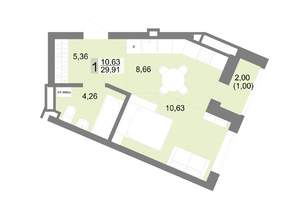 Студия квартира, строящийся дом, 30м2, 9/22 этаж