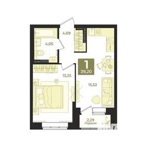 1-к квартира, вторичка, 39м2, 6/23 этаж