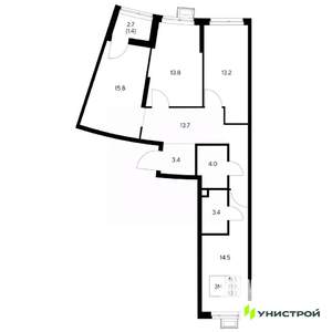 3-к квартира, вторичка, 83м2, 6/31 этаж