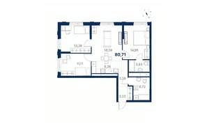 3-к квартира, вторичка, 81м2, 7/28 этаж