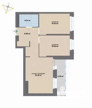 2-к квартира, вторичка, 55м2, 7/9 этаж