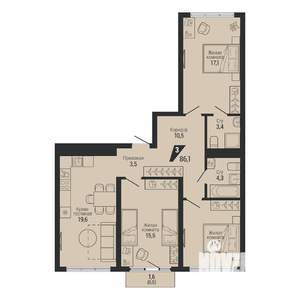 3-к квартира, вторичка, 86м2, 4/31 этаж