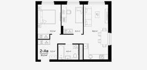 2-к квартира, вторичка, 51м2, 1/18 этаж