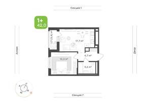1-к квартира, вторичка, 42м2, 9/17 этаж