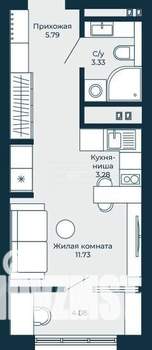 1-к квартира, сданный дом, 24м2, 5/25 этаж