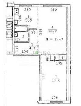 2-к квартира, вторичка, 43м2, 1/5 этаж