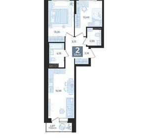 2-к квартира, вторичка, 59м2, 3/23 этаж