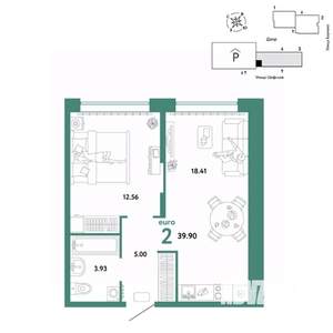 2-к квартира, вторичка, 40м2, 8/24 этаж