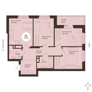 3-к квартира, сданный дом, 79м2, 17/25 этаж