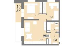 2-к квартира, вторичка, 57м2, 22/26 этаж