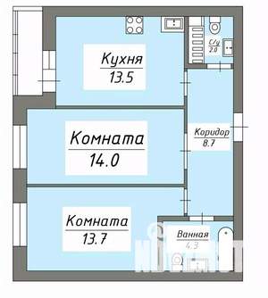 2-к квартира, вторичка, 56м2, 17/21 этаж