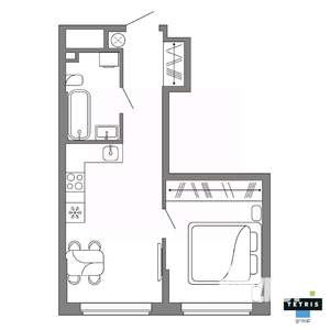 1-к квартира, вторичка, 35м2, 25/32 этаж