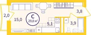 Студия квартира, вторичка, 28м2, 7/9 этаж