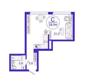 Студия квартира, строящийся дом, 29м2, 22/27 этаж