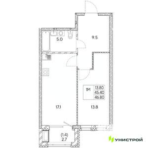 1-к квартира, вторичка, 47м2, 29/31 этаж