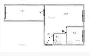 2-к квартира, вторичка, 44м2, 5/5 этаж