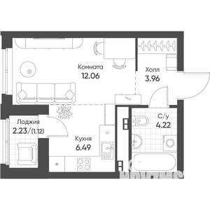 Студия квартира, строящийся дом, 28м2, 12/16 этаж