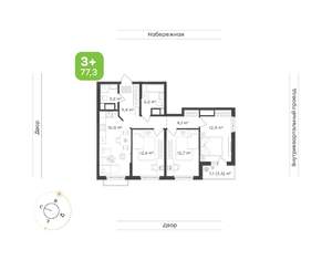 3-к квартира, вторичка, 77м2, 24/24 этаж