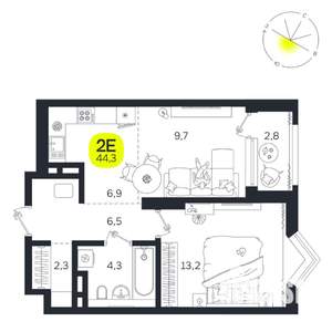 2-к квартира, вторичка, 44м2, 11/27 этаж