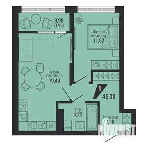 1-к квартира, вторичка, 45м2, 9/22 этаж