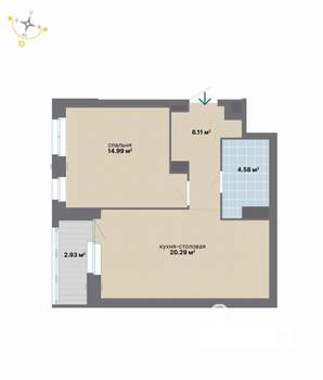 1-к квартира, вторичка, 49м2, 5/9 этаж
