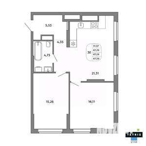 3-к квартира, вторичка, 67м2, 2/32 этаж
