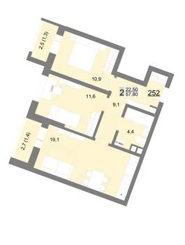2-к квартира, вторичка, 58м2, 5/18 этаж