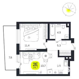 2-к квартира, вторичка, 40м2, 1/27 этаж