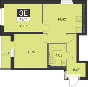 2-к квартира, вторичка, 49м2, 12/18 этаж