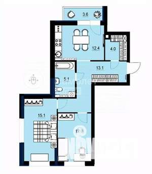 2-к квартира, вторичка, 64м2, 3/26 этаж